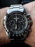 Buy Shop Seiko Prospex Speedtimer Solar Chronograph Black Dial Silver Steel Strap Watch for Men - SSC819 USA Online