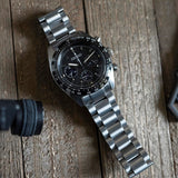 Buy Shop Seiko Prospex Speedtimer Solar Chronograph Black Dial Silver Steel Strap Watch for Men - SSC819 USA Online