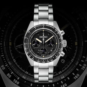 Buy Shop Seiko Prospex Speedtimer Solar Chronograph Black Dial Silver Steel Strap Watch for Men - SSC819 USA Online