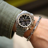 Buy Shop Seiko Prospex Speedtimer Solar Chronograph Black Dial Silver Steel Strap Watch for Men - SSC941 USA Online
