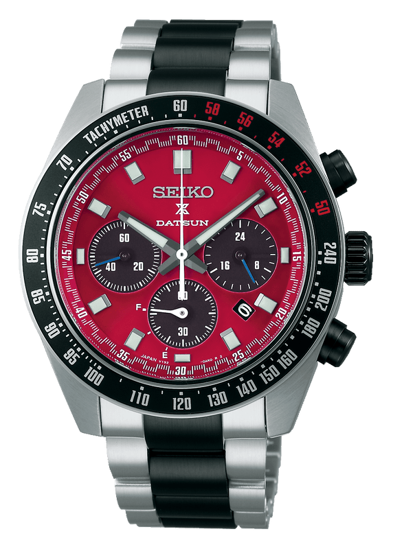 Buy Shop Seiko Prospex Speedtimer Solar Chronograph Datsun 240Z Collaboration Limited Edition Red Dial Two Tone Steel Strap Watch for Men - SBDL123 USA Online
