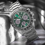 Buy Shop Seiko Prospex Speedtimer Solar Chronograph Green Dial Silver Steel Strap Watch for Men - SSC933 USA Online