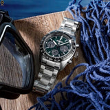 Buy Shop Seiko Prospex Speedtimer Solar Chronograph Green Dial Silver Steel Strap Watch for Men - SSC933 USA Online