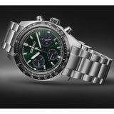 Buy Shop Seiko Prospex Speedtimer Solar Chronograph Green Dial Silver Steel Strap Watch for Men - SSC933 USA Online