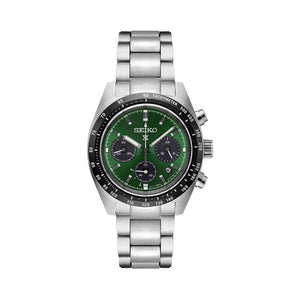 Buy Shop Seiko Prospex Speedtimer Solar Chronograph Green Dial Silver Steel Strap Watch for Men - SSC933 USA Online