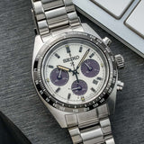 Seiko Prospex Speedtimer Solar Chronograph White Dial Silver Steel Strap Watch for Men - SSC813
