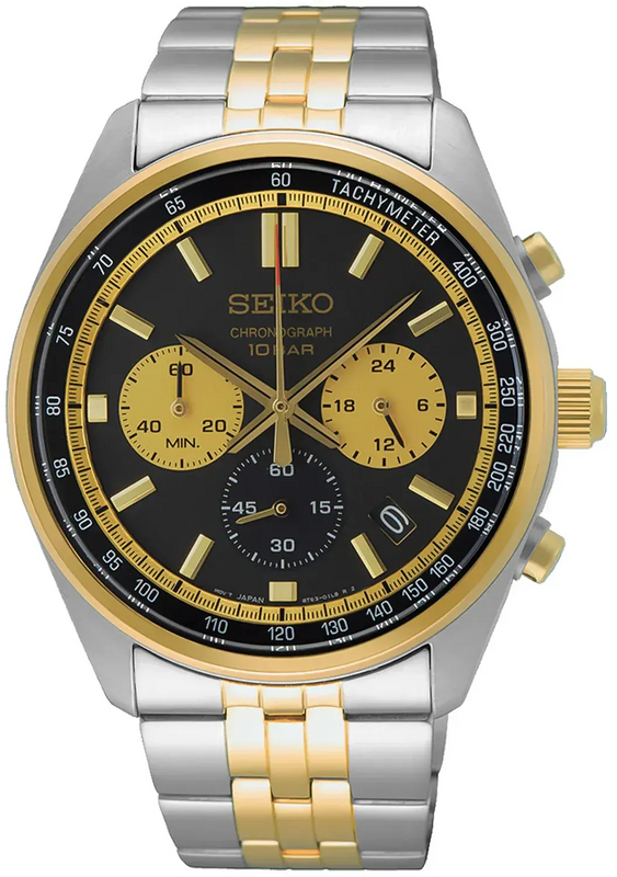 Buy Shop Seiko Sport Chronograph Black Dial Two Tone Steel Strap Watch for Men - SSB430P1 USA Online