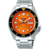 Seiko 5 Sports GMT Automatic Orange Dial Silver Steel Strap Watch For Men - SSK005K1