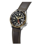Buy Shop Seiko 5 Sports SKX GMT Automatic Mocha Black Dial Brown Leather Strap Watch For Men - SSK036K1 USA Online