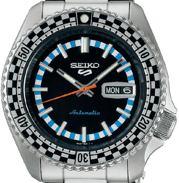 Buy Shop Seiko 5 Sports Checker Flag Special Edition Black Dial Silver Steel Strap Watch For Men - SRPK67K1 USA Online