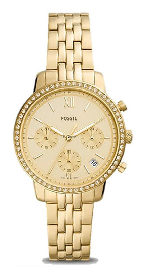 Buy Shop Fossil Neutra Chronograph Gold Dial Gold Steel Strap Watch for Women - ES5219 USA Online
