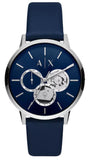 Armani Exchange Cayde Chronograph Blue Dial Blue Leather Strap Watch for Men - AX2746