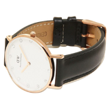 Buy Shop Daniel Wellington Classic Sheffield White Dial Black Leather Strap Watch For Women - DW00100076 USA Online