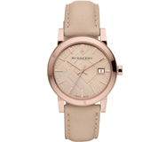 Burberry The City Gold Dial Beige Leather Strap Watch for Women - BU9210