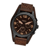 Buy Shop Fossil Nate Chronograph Brown Dial Brown Leather Strap Watch for Men - JR1511 USA Online