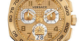 Buy Shop Versace Dylos Chronograph Gold Dial Gold Steel Strap Watch for Men - VQC040015 USA Online