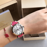 Buy Shop Burberry The City White Dial Haymarket Pink Leather Strap Watch for Women - BU9149 USA Online