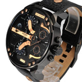 Diesel Mr Daddy 2.0 Black Dial Black Leather Strap Watch For Men - DZ7350