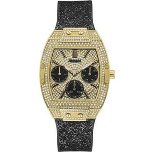 Buy Shop Guess Raven Diamonds Champagne Dial Black Rubber Strap Watch For Women - GW0105L2 USA Online