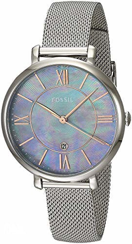 Buy Shop Fossil Jacqueline Mother of Pearl Blue Dial Silver Mesh Strap Watch for Women - ES4322 USA Online