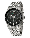 Buy Shop Emporio Armani Sportivo Chronograph Black Dial Silver Steel Strap Watch For Men - AR5984 USA Online