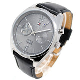Buy Shop Tommy Hilfiger Deacan Grey Dial Black Leather Strap Watch for Men - 1791548 USA Online