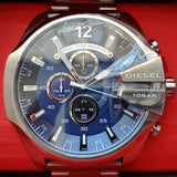 Buy Shop Diesel Mega Chief Chronograph Blue Dial Silver Steel Strap Watch For Men - DZ4417 USA Online