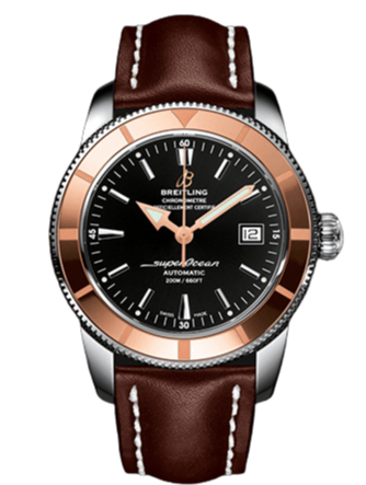 Buy Shop Breitling Superocean Heritage 42mm Rose Gold Chronometer Black Dial Brown Leather Strap Mens Watch - U1732112 USA Online