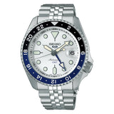 Seiko 5 Sports SKX GMT Automatic Sky Blue Dial Silver Steel Strap Watch For Men - SSK033K1