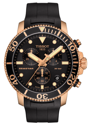 Buy Shop Tissot Seastar 1000 Chronograph Black Dial Black Rubber Strap Watch For Men - T120.417.37.051.00 USA Online