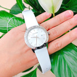 Buy Shop Calvin Klein Steady Silver Dial White Leather Strap Watch for Women - K7Q211L6 USA Online