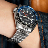 Seiko 5 Sports GMT SKX Automatic Blueberry Dial Silver Steel Strap Watch For Men - SSK003K1