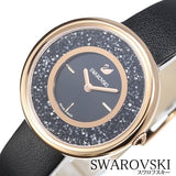 Swarovski Crystalline Pure Black Dial Black Leather Strap Watch for Women - 5275043