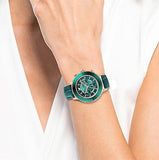 Swarovski Octea Lux Chrono Emerald Green Dial Green Leather Strap Watch for Women - 5452498