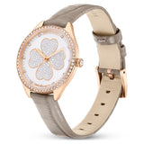 Buy Shop Swarovski Attract Clover Crystals Silver Dial Grey Leather Strap Watch for Women - 5653350 USA Online