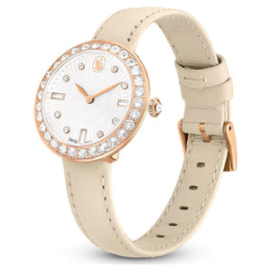 Buy Shop Swarovski Certa Crystals Silver Dial Beige Leather Strap Watch for Women - 5672968 USA Online