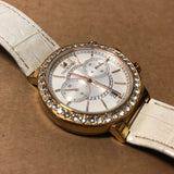 Buy Shop Swarovski Citra Sphere Chrono White Dial White Leather Strap Watch for Women - 5080602 USA Online