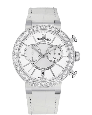 Buy Shop Swarovski Citra Sphere Chronograph White Dial White Leather Strap Watch for Women - 5027127 USA Online