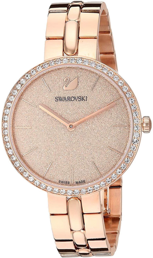 Buy Shop Swarovski Cosmopolitan Diamond Powder Gold Dial Rose Gold Steel Strap Watch for Women - 5517800 USA Online