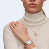 Buy Shop Swarovski Cosmopolitan Diamond Powder Silver Dial Rose Gold Steel Strap Watch for Women - 5517803 USA Online