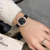 Buy Shop Swarovski Crystal Flower Black Dial Black Leather Strap Watch for Women - 5552421 USA Online