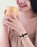 Buy Shop Swarovski Crystal Flower Black Dial Black Leather Strap Watch for Women - 5552421 USA Online