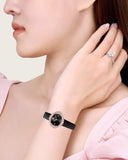 Buy Shop Swarovski Crystal Flower Black Dial Black Leather Strap Watch for Women - 5552421 USA Online