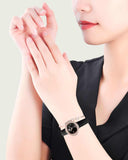 Buy Shop Swarovski Crystal Flower Black Dial Black Leather Strap Watch for Women - 5552421 USA Online