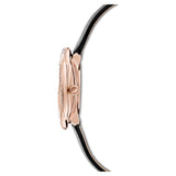 Buy Shop Swarovski Crystal Flower Black Dial Black Leather Strap Watch for Women - 5552421 USA Online