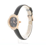 Buy Shop Swarovski Crystal Flower Black Dial Black Leather Strap Watch for Women - 5552421 USA Online