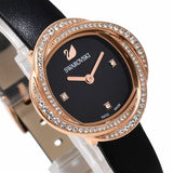 Buy Shop Swarovski Crystal Flower Black Dial Black Leather Strap Watch for Women - 5552421 USA Online