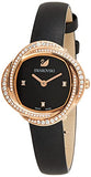 Buy Shop Swarovski Crystal Flower Black Dial Black Leather Strap Watch for Women - 5552421 USA Online