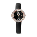 Buy Shop Swarovski Crystal Flower Black Dial Black Leather Strap Watch for Women - 5552421 USA Online