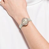 Buy Shop Swarovski Crystal Flower Grey Dial Grey Leather Strap Watch for for Women - 5552424 USA Online